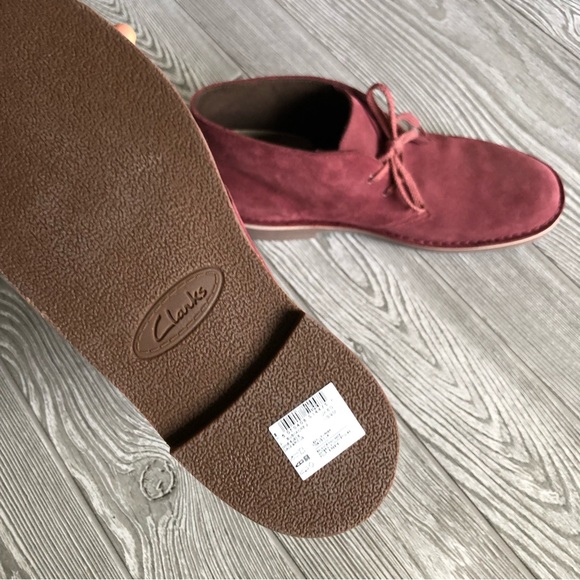 Clarks Bushacre Suede Desert Chukka Boots Wine Burgundy sz 9 - Picture 6 of 8